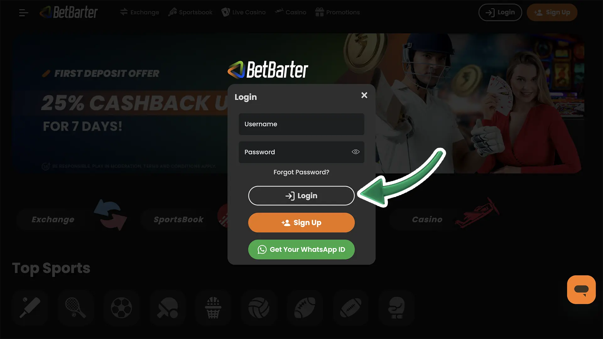 Log in to your account to get full access to BetBarter Casino instant games.