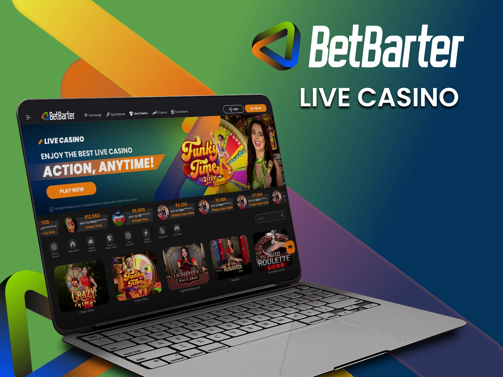 On BetBarter you can play live casino.